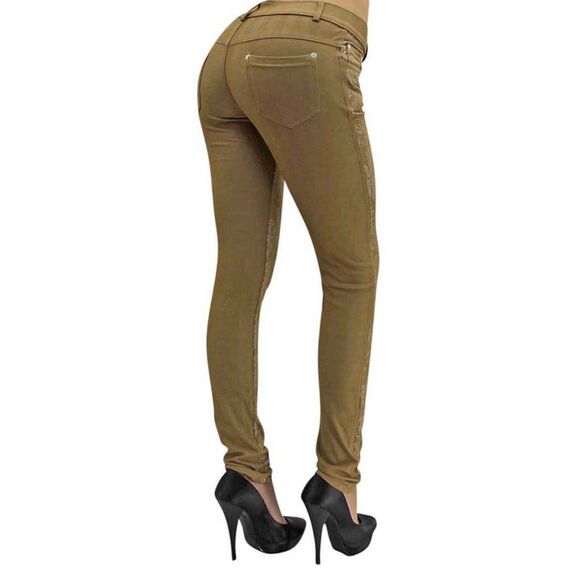 Floral Stretch Jeggings With Pockets - Picture 3 of 3